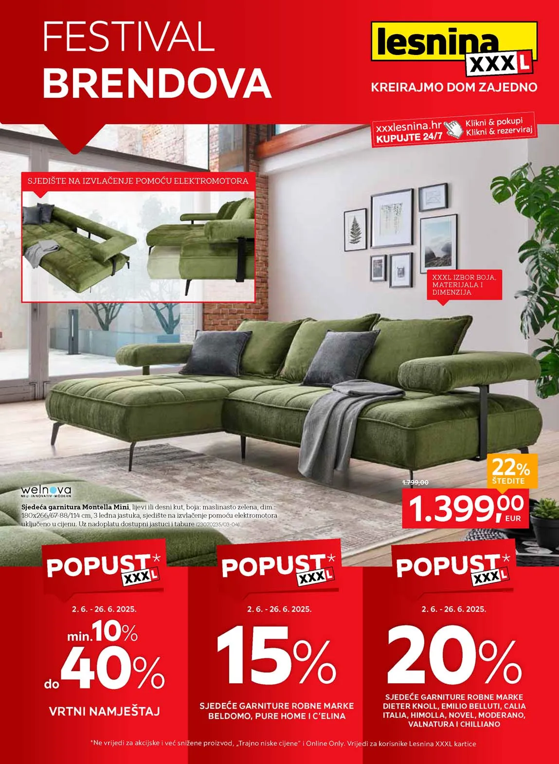 LESNINA akcija FESTIVAL BRENDOVA NAMJEŠTAJ katalog sniženja do 26.06.2025