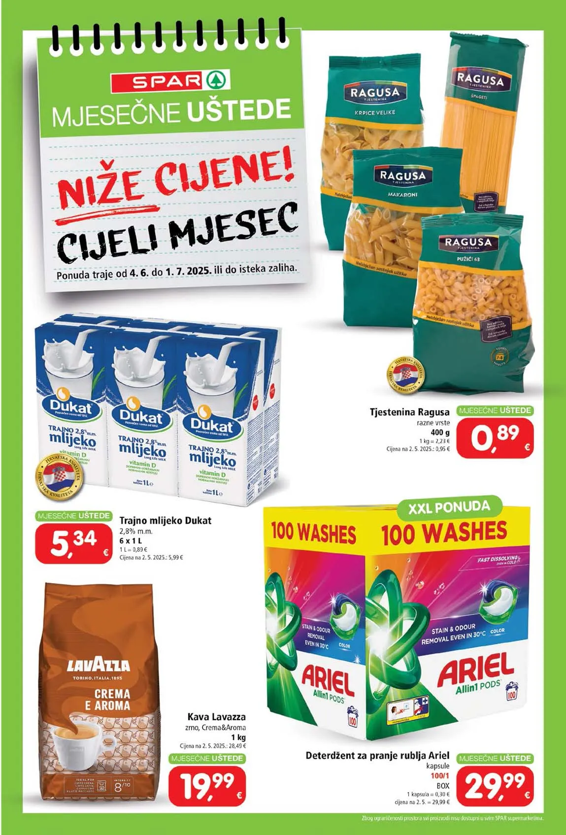 SPAR Akcija Mjesečne uštede katalog sniženja do 01.07.2025